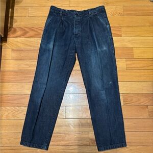 Arpenteur Denim Pleated Pants Elastic Band Navy Blue Denim Jeans Made France 32